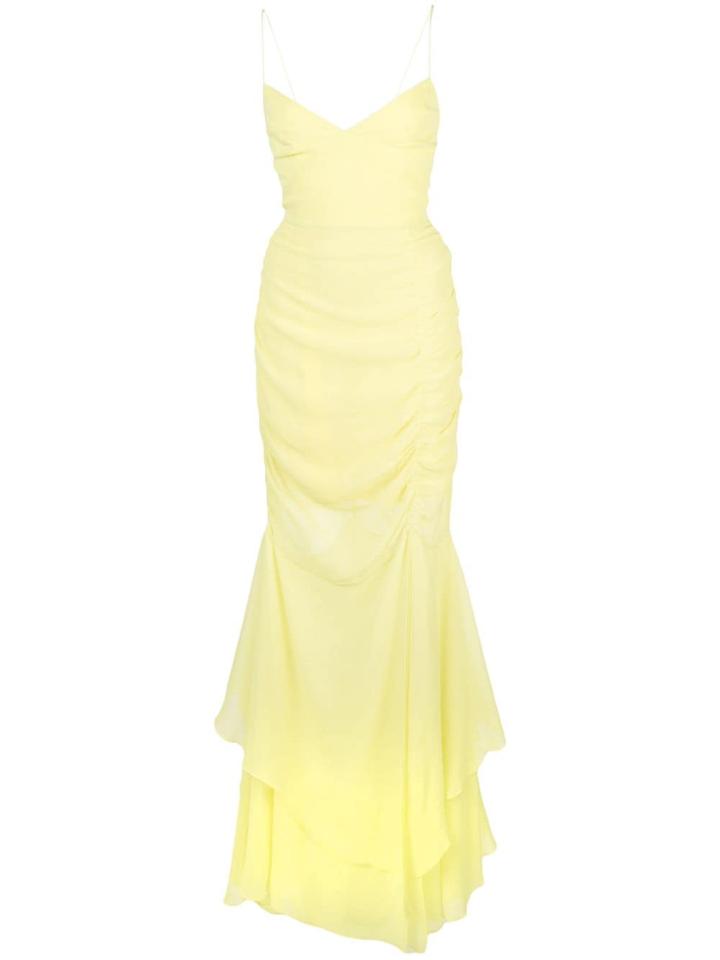 Nicholas Ruched Slip Dress - Yellow
