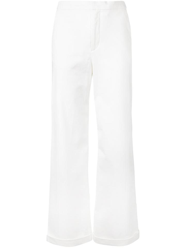 Estnation - High-waisted Trousers - Women - Cotton/polyurethane - 38, White, Cotton/polyurethane