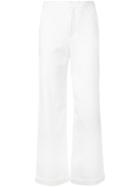 Estnation - High-waisted Trousers - Women - Cotton/polyurethane - 38, White, Cotton/polyurethane