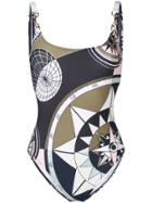 Tory Burch Geometric Print Swimsuit - Green