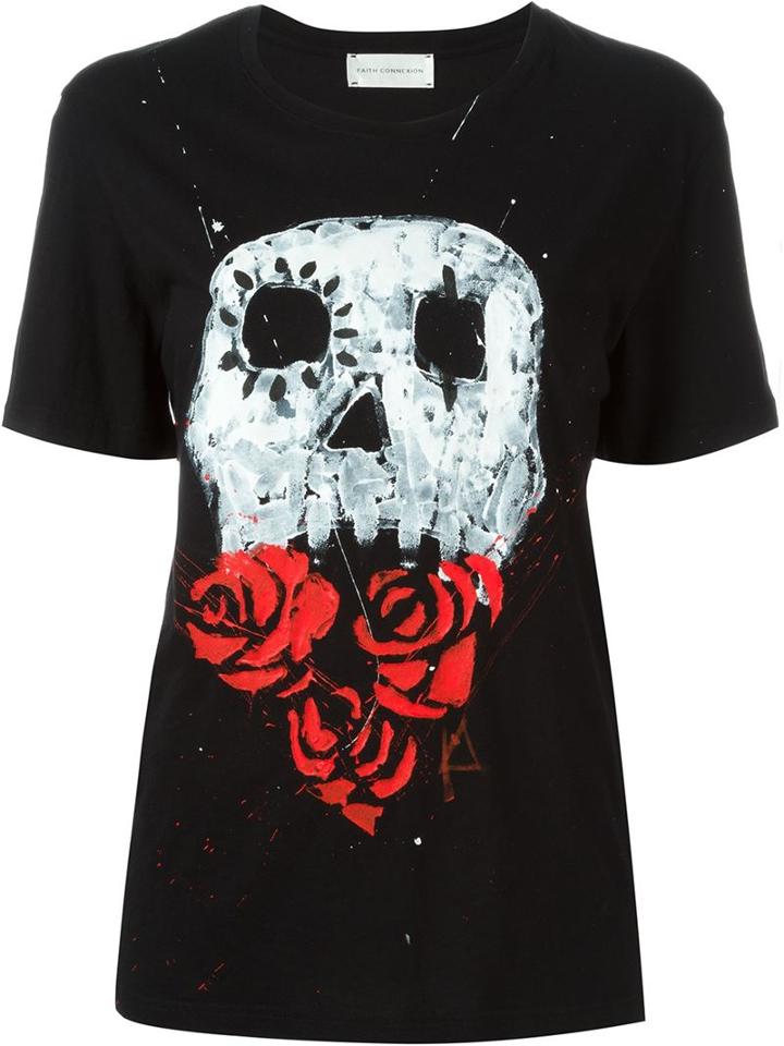Faith Connexion Skull Print T-shirt, Women's, Size: S, Black, Cotton