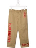 Burberry Kids Teen Horseferry Print Trousers - Neutrals