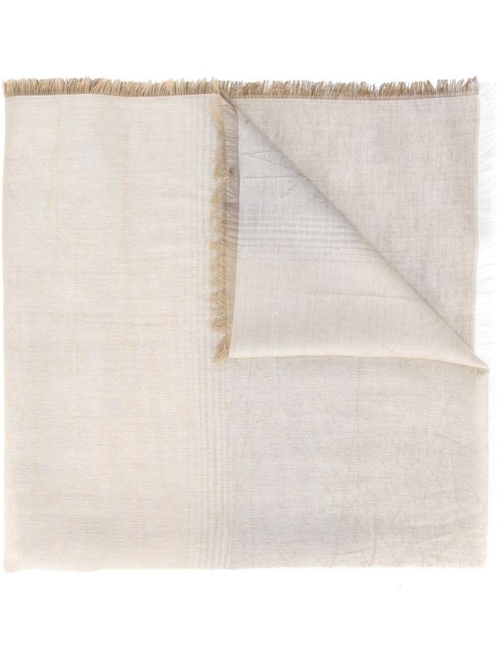Eleventy Checked Scarf, Men's, Nude/neutrals, Cotton/modal