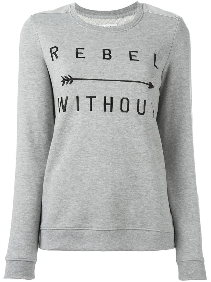 Zoe Karssen Embroidered 'rebel Without' Sweatshirt, Women's, Size: Large, Grey, Cotton/polyester