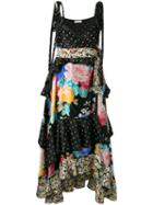 Attico Carmen Tiered Dress, Women's, Size: Small, Silk/polyester