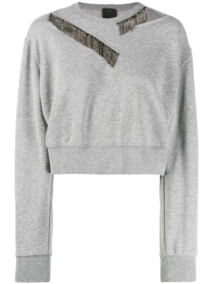 Pinko Crystal Embellished Sweatshirt - Grey