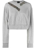 Pinko Crystal Embellished Sweatshirt - Grey