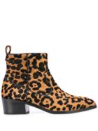 Veronica Beard Leopard Ankle Boots - Brown
