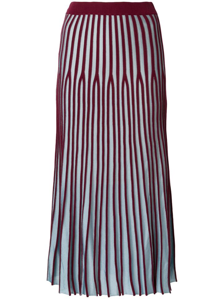 Kenzo Striped Knitted Pleated Skirt - Pink & Purple