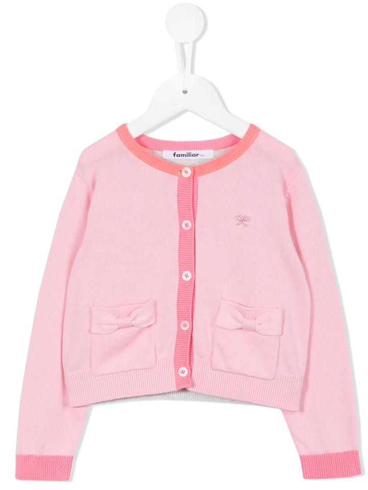 Familiar Contrast Trim Cardigan, Girl's, Size: 6 Yrs, Pink/purple