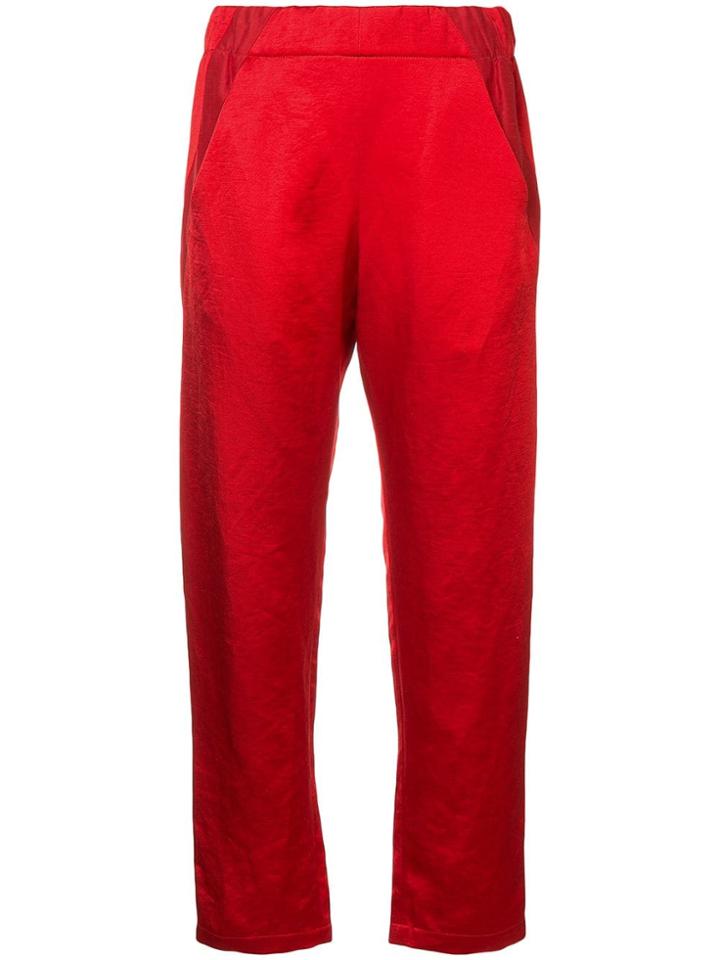 Zero + Maria Cornejo Satin-twill Trousers - Red