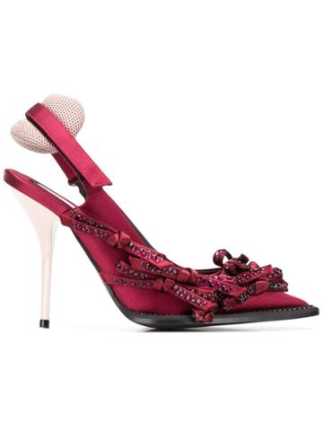 No21 Multiple Ribbons Pumps - Red