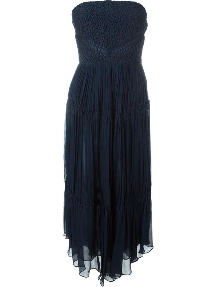 Jay Ahr Strapless Midi Dress, Women's, Size: 42, Blue, Silk/cotton/polyester