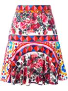 Dolce & Gabbana Mambo Print Pleated Skirt, Women's, Size: 40, Silk/spandex/elastane