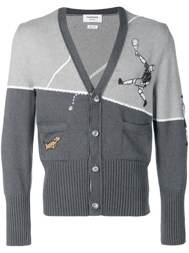 Thom Browne Tennis Pro Cardigan - Grey