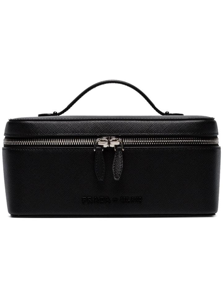 Prada Black Logo Lettering Leather Beauty Case