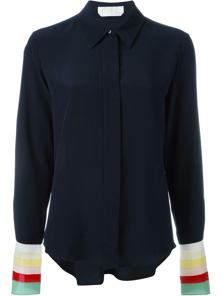 Chloé Rainbow Stripe Cuff Shirt