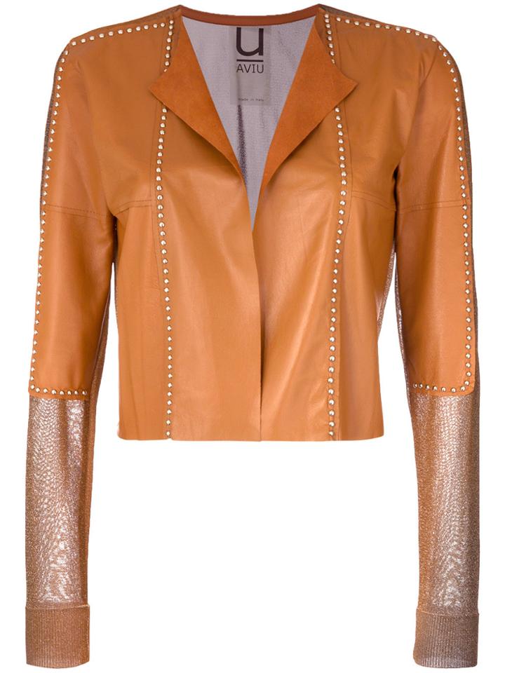 Aviù Studded Cropped Cardigan - Brown