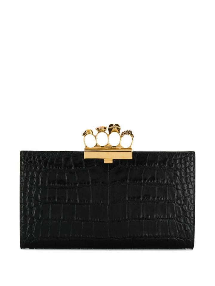 Alexander Mcqueen Skull Four-ring Flat Pouch - Black