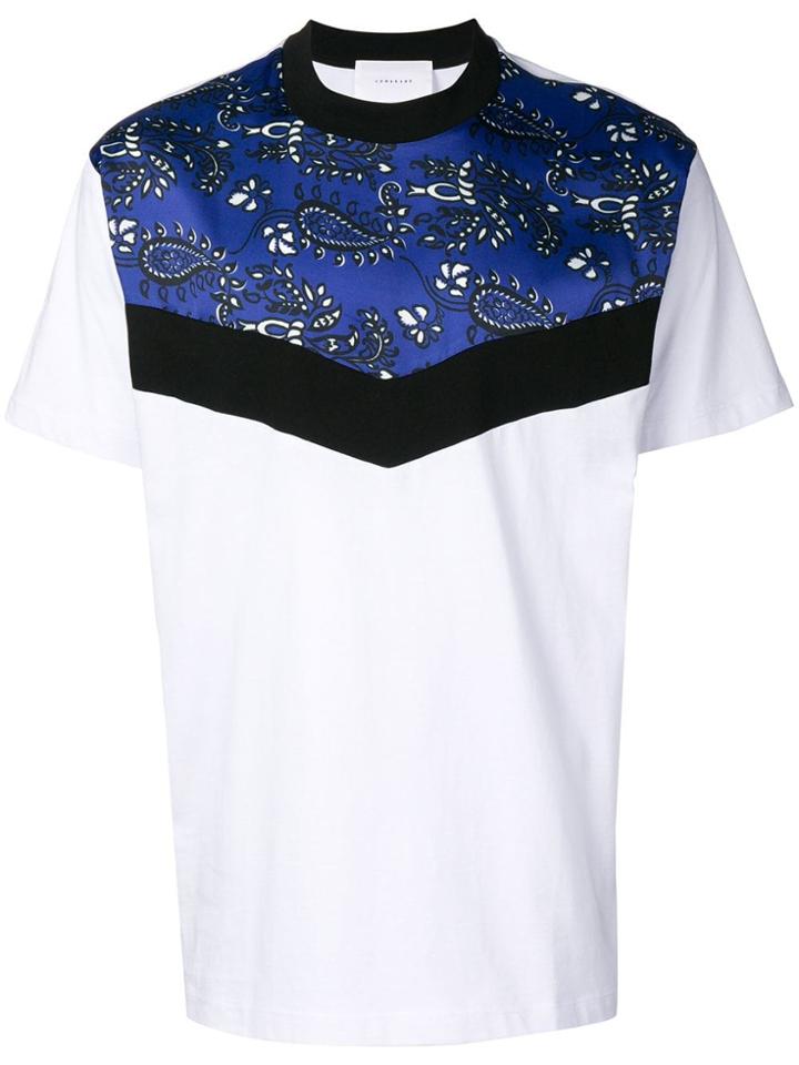 Low Brand Paisley Print Panel T-shirt - White