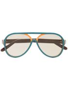 Gucci Eyewear Multicoloured Gg Aviator Sunglasses - Blue