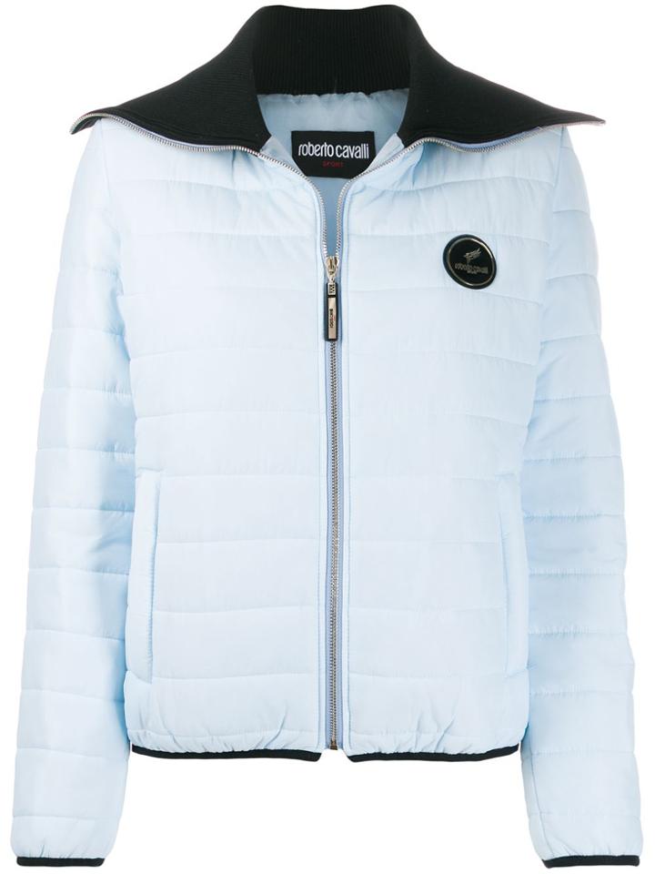 Roberto Cavalli Logo Patch Padded Jacket - Blue