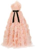 Marchesa Strapless Tulle Degrade Layered Dramatic Ballgown - Pink &