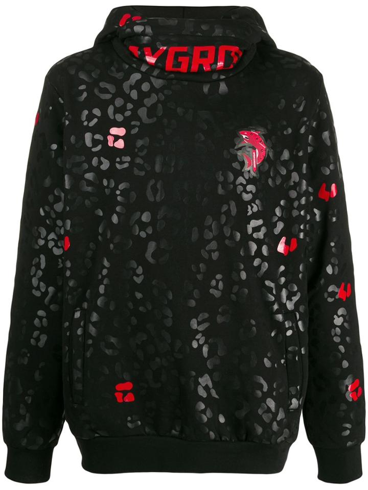 Sprayground Tonal Leopard Pattern Hoodie - Black