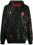 Sprayground Tonal Leopard Pattern Hoodie - Black