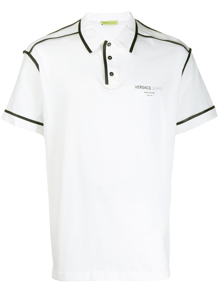 Versace Jeans Contrast Piped Trim Polo Shirt - White