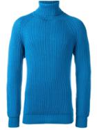 Lc23 Cable Knit Turtleneck Jumper, Men's, Size: Xs, Blue, Merino