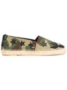 Saint Laurent Camouflage Print Espadrilles - Green