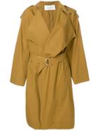 Cédric Charlier Wide Lapel Trench Coat - Brown