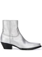 Saint Laurent Lukas Zipped Boots - Silver