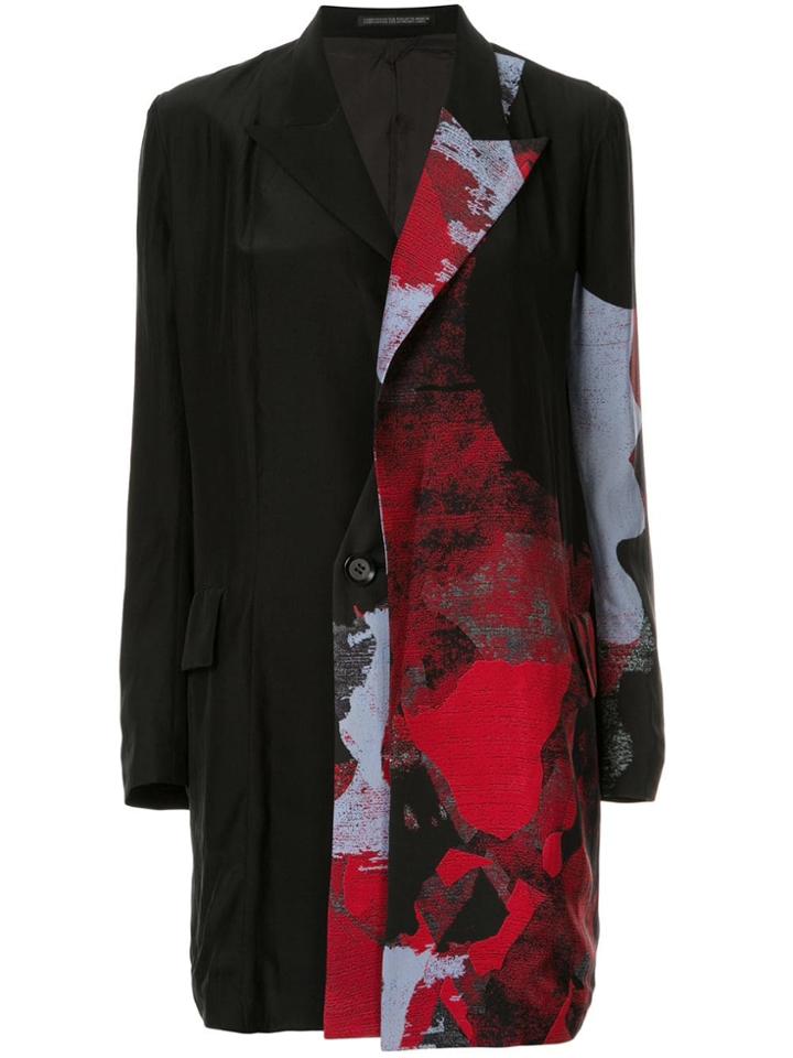 Yohji Yamamoto Printed Longline Blazer - Black