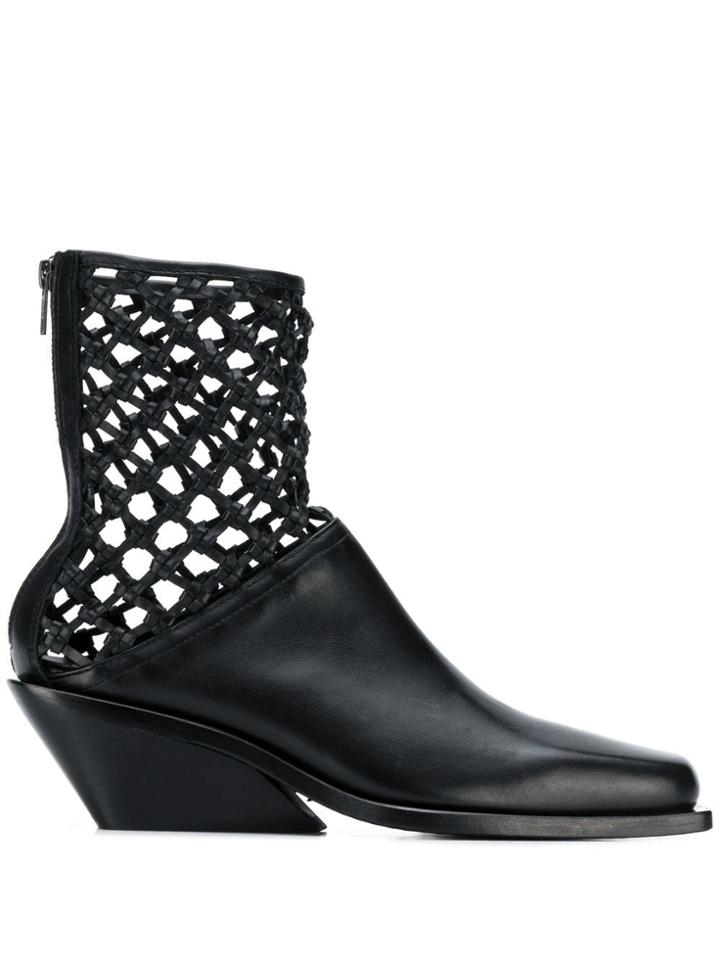 Ann Demeulemeester Weaved Detail Boots - Black
