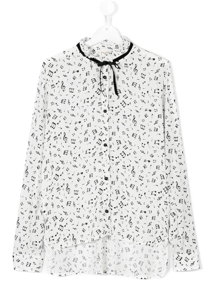 Miss Grant Kids Teen Music Note Print Blouse - White