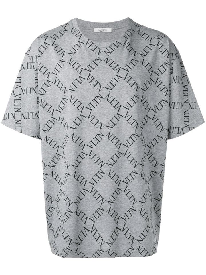 Valentino Vltn Grid Print T-shirt - Grey