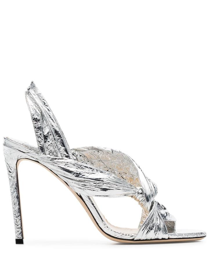 Jimmy Choo Silver Lalia 100 Slingback Sandals