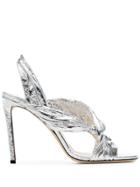 Jimmy Choo Silver Lalia 100 Slingback Sandals