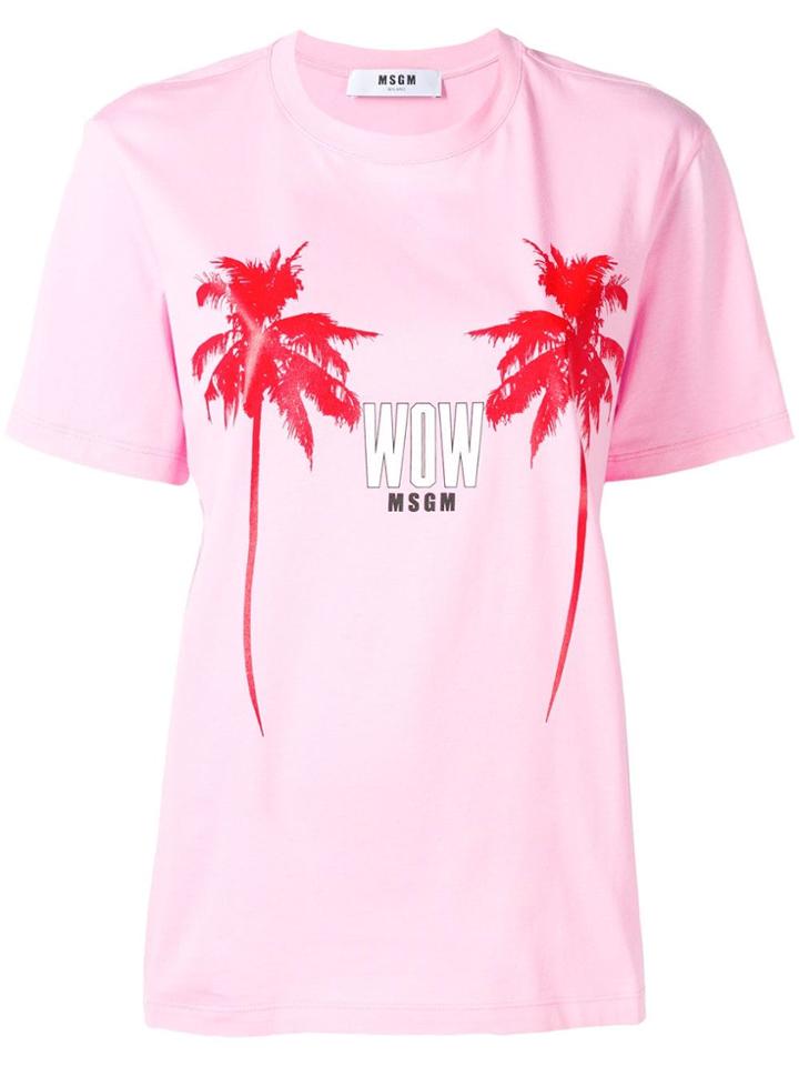 Msgm Palms Print T-shirt - Pink