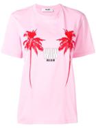 Msgm Palms Print T-shirt - Pink