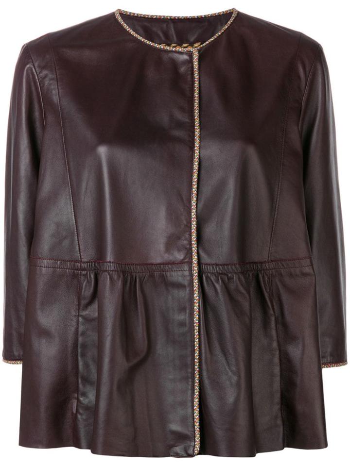 Etro Oversized Leather Jacket - Red