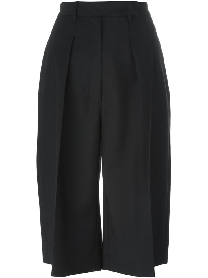 Jil Sander Knee Length Shorts, Women's, Size: 38, Black, Cotton/mohair/wool