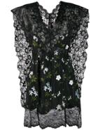 Paco Rabanne Floral Embroidered Lace Blouse - Black