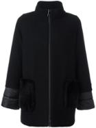 Fay High Neck Zipped Coat - Black