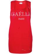 Gaelle Bonheur - Metallic Logo Elongated Tank - Women - Cotton - 0, Red, Cotton