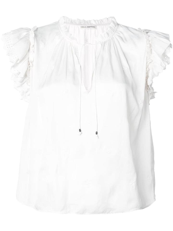 Ulla Johnson Broderie Anglaise Cap Sleeve Blouse - White