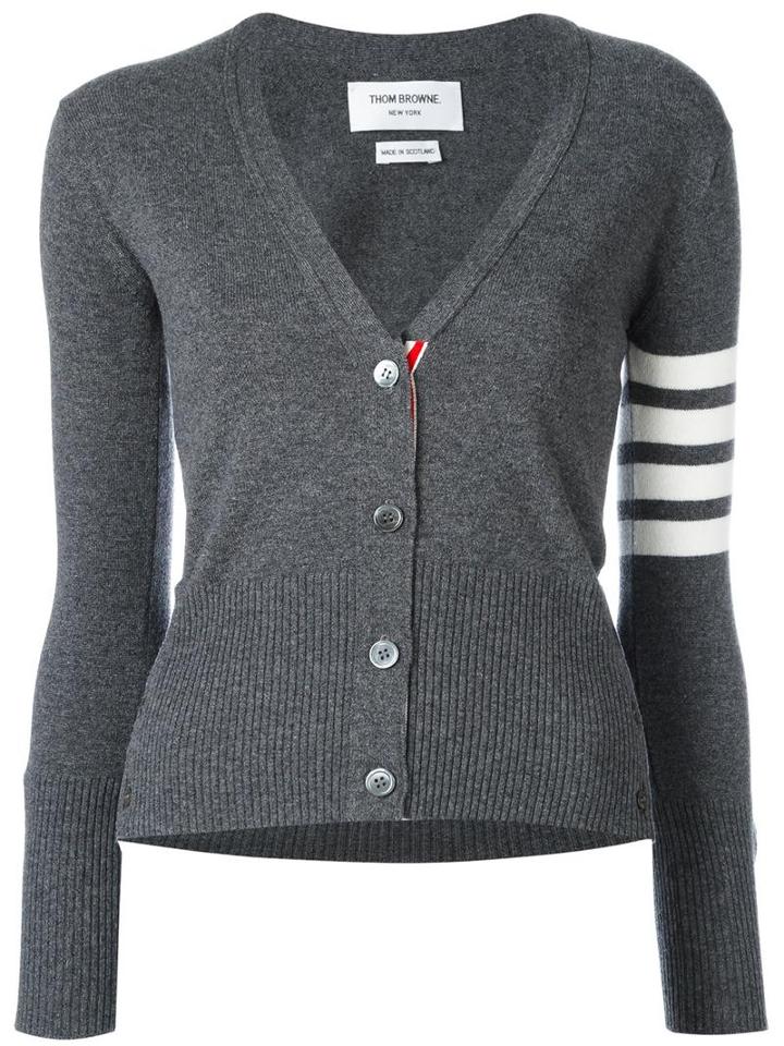 Thom Browne Slim-fit Cardigan, Women's, Size: 42, Grey, Cashmere