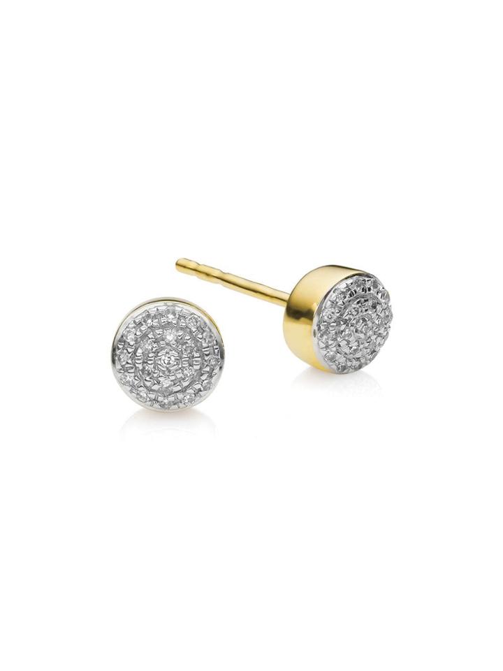 Monica Vinader Gp Fiji Mini Button Diamond Stud Earrings - Gold